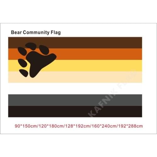 KAFNIK,90*150cm/128*192cm/192*288cm (2*3ft/3*5ft) new style Bear Community Pride Flag for Event/party/home Decorative Flags