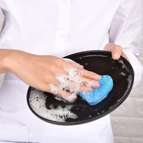 Kitchen Cleaning Brush Silicone Dishwashing Brush Pot Pan Sponge Scrubber Fruit Vegetable Dish Washing Cleaning Brushes #50g
