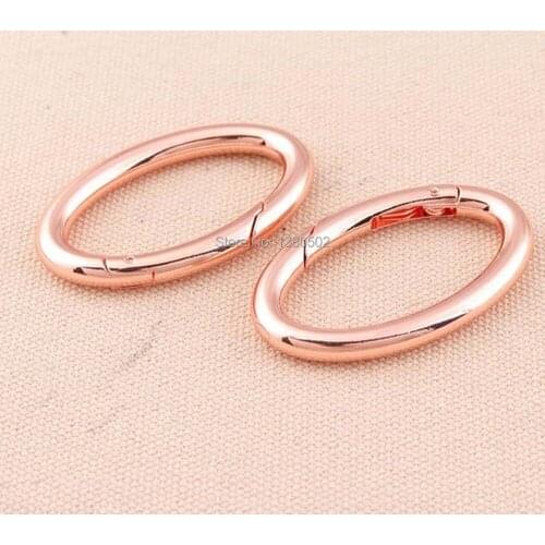 5pcs/lot 47mm metal oval Ring rose gold color spring clip buckle openable for backpack outdoor