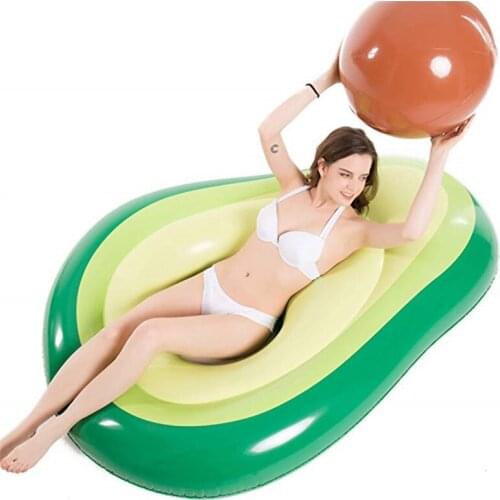 Inflatable Avocado Pool Float Floatie with Ball Water Fun Large Blow Up Summer Beach Swimming Floaty Party Toys Lounge Raft