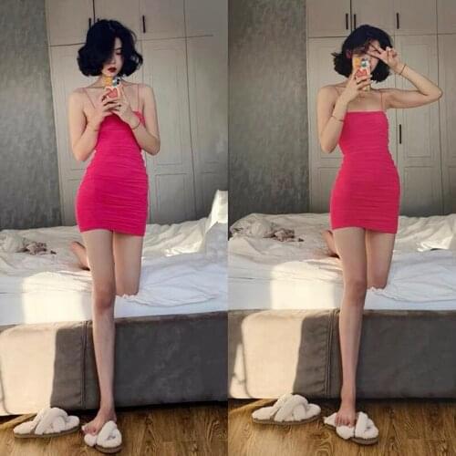 Birthday outfits for women Summer Dress 2021 Y2k Halter Ruched Bodycon Plus Size Sexy Tight Mini Spaghetti Strap Dress Club