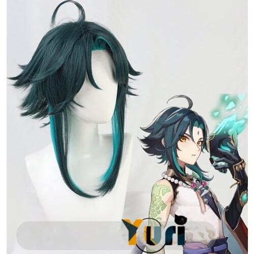 Game Genshin Impact Xiao Wig Gradient Short Middle Part Mullet Hair Wig Human Use Hair Heat Resistant Synthetic Hair Cosplay C