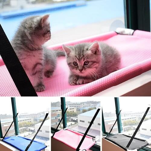 Cat Window Perch Hammock Bed Cooling Breathable Deck Window Suction Cups Seat Cat Shelves Sunbath Hammock Bed for Cat