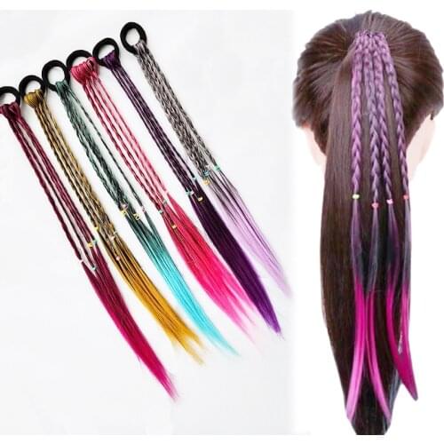 1 Pcs Simple Kid Elastic Hair Band Rubber Band Hair Accessories Kids Wig Headband Girls Twist Braid Rope Headdress girl Gift