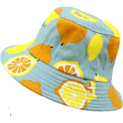 Cartoon Fruit Print Kids Bucket Sun Hat Summer Fall Children Fishman Hat Outdoor Travel Beach Boys Girls 3-8 Years Old Baby Cap