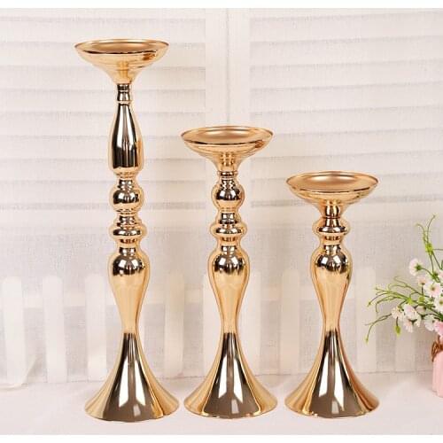 Silver/Gold Metal Candle Holder Iron Candlestick Wedding Props Road Lead Vase Home Decoration