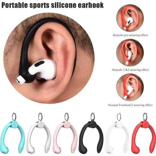 Silicone Earhook Holder for Apple Airpods 1 2 Pro 1Pair Protective Anti-lost Ear Hook for Huawei Freebuds 3 Sports Earhook