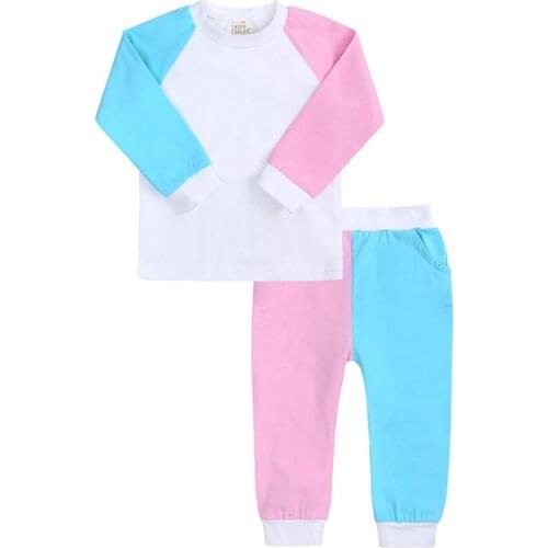 New Style Tracksuit Set 2021 For Children Clothing Sets Baby Boy Girls Clothes Contrast Color Top+Pants Pajama Sports Body Suit