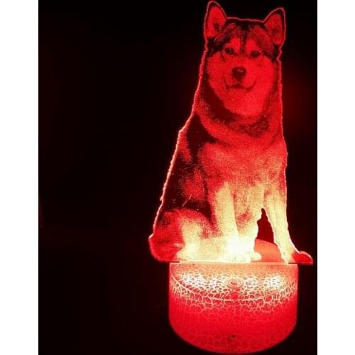 APP Control 3D Illusion LED Night Lights Alaskan Malamute Pet Dog Lamp Color Changing Nightlight Home/Hotel Decor Kids Gift