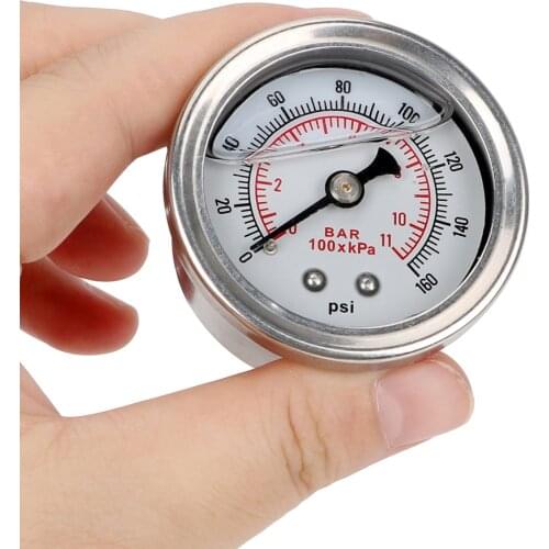 Tester Monitoring System Fuel Pressure Gauge Meter Liquid Oil Press Gauge Universal Liquid 0-160 psi 1/8 NPT for Auto
