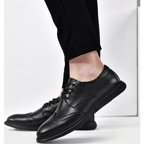 Men Formal Business Casual High Quality Genuine Leather Men Dress Office Luxury Comfy Slip-on Shoes Male Breathable Oxfords