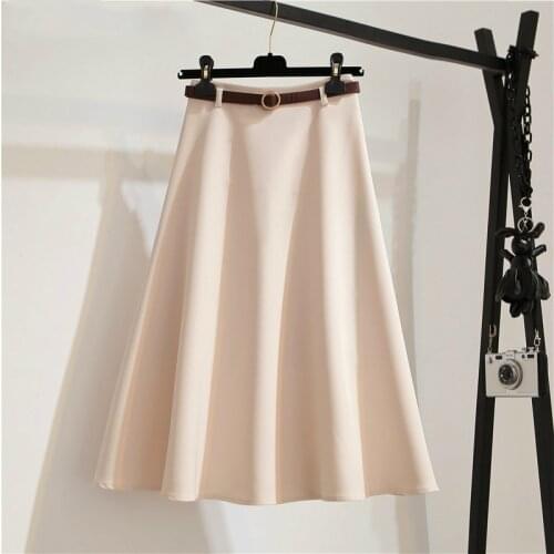 Summer Sashes A-line Skirts Women Solid Elegant Tutu Skirts Office Lady Umbrella Midi Skirt Vintage