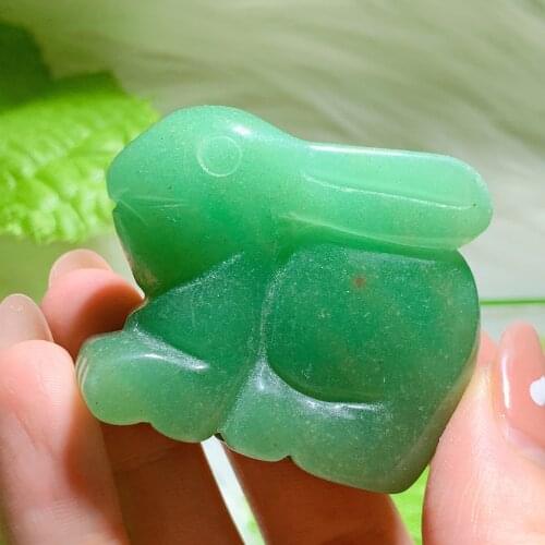 Green aventurine rabbit 2384