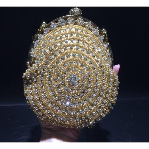 Female Crystal Diamond clutch purse Women Metal Clutches Evening Bag Hollow Out Wedding Party Prom Handbag Minaudiere Purse