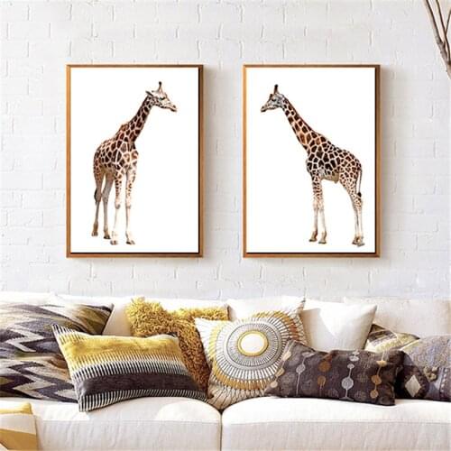 Giraffe Living Rroom Picture Decor Print Home Decor Wall Art Nordic Canvas Painting Bedroom Modern Cute Animal Realist Poster