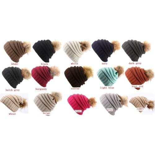 400pcs/lot candy color winter warm knitted Solid Color Hip-Hop Skullies Beanie Hat with ball
