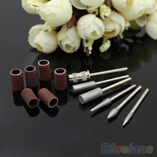 Hot 12 Pcs Pro Beauty Salon Manicure Nail Art Tools Sanding Bands Drill Bits Kit