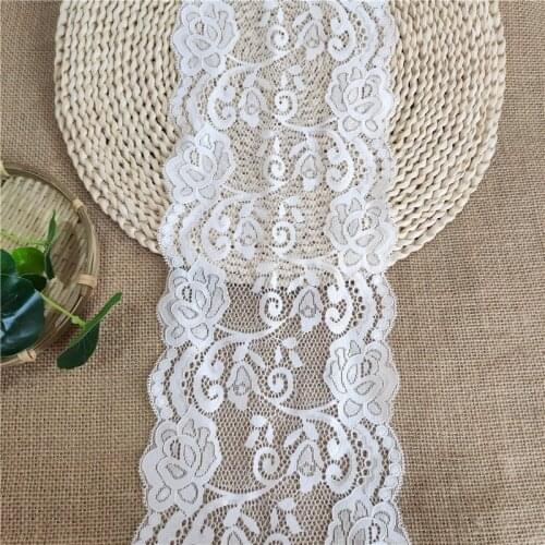 15cm stretch lace wide white lace decorative embroidery Nigerian African lace fabric sewing material E1397