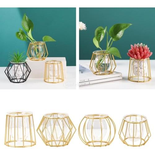 3D Geometric Tabletop Flower Vase, Terrarium Air Plant Holder Glass Display Planter Table Centerpiece Flower Pot