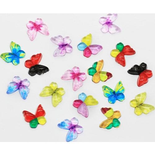 50pcs 10mm Colorful butterflies Flat back rhinestone appliques DIY resin Crystal applique Wedding scrapbook Decor Crafts