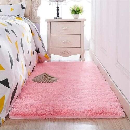 60 washed silk hair non-slip carpet living room coffee table blanket Bedroom bedside mat yoga rugs solid color plush
