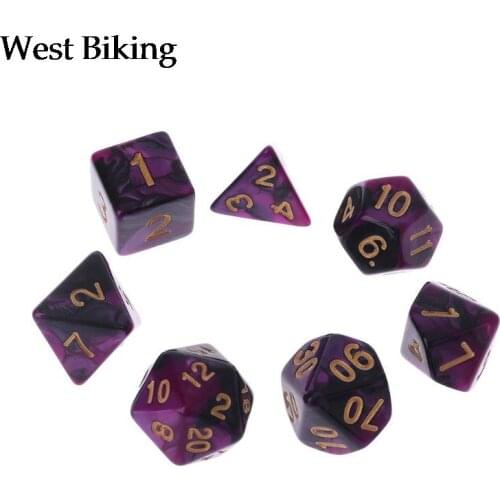 7 Pcs Acrylic Dice Black Purple Gold Points D4 D6 D8 D10 D12 D20 KTV Bar Nightclub Entertainment Tools Adult Toys