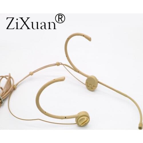 Beige Headset Microphone For Shure MiPro Sennheiser Audio-Technica AKG Foldable Headworn Wireeless Mic
