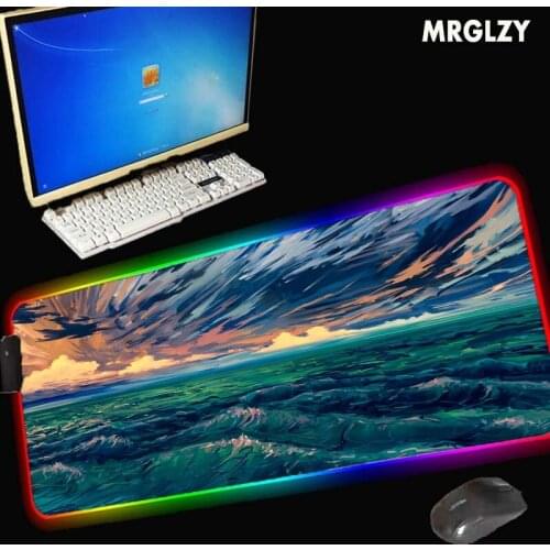 MRGLZY Natural beauty big mouse pad RGB gaming accessories desk mat LED natural rubber non-slip waterproof household carpet mat