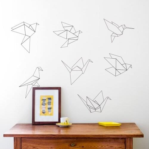 Paper Cranes Carved Creative Art Wall Stickers Living Room Bedroom Decoration Stickers