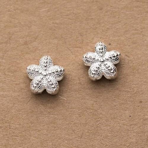2pcs 925 Sterling Silver Craft Suplush Bead Charms Flower Spacer Beads Fit Original Jewelry Making DIY Women Earrings Bracelets