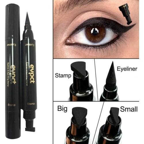 Double-Headed Eyeliner Stamp 2 In1 Quick-drying Liquid Eyeliner Waterproof Easy-to-use Stamp Eye Liner Black Smooth Eye Makeup