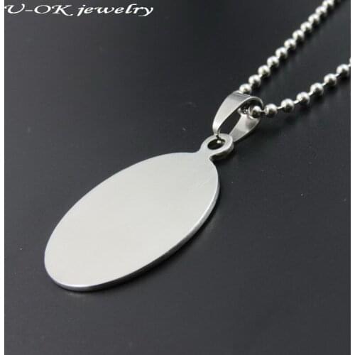 Ellipse Stainless Steel Dogtags Necklace Pendant, Fashion Stainless Steel DIY Logo Jewelry For Man&Women Wholesale