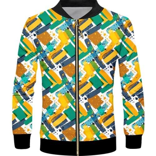 IFPD EU Size Mens Casual 3D Print Hot Sale Jacket Long Sleeve Zipper Coat Sweatshirt Color Paint Pattern Plus Size Tracksuits