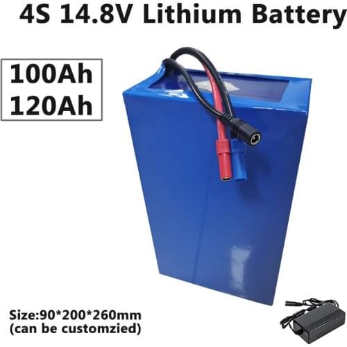GTK Lithium battery 4S 14.8V li ion battery pack 100Ah 120Ah with BMS for scooter boat engines+10A charger