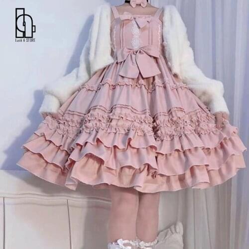Luck A Sweet Kawaii Lolita Berlin Girl Lolita Cute Vintage Jsk Sleeveless Bow Lace Princess Tea Party Dresses