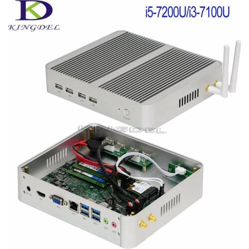 New 7th Gen Kaby Lake Core i5 7200U i3 7100U Nettop Fanless Mini PC Intel NUC TV Box 4K HD Display HTPC 300M Wifi,Windows 10 Pro