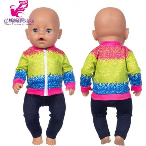 43cm baby Doll clothes Bib pants set for 18" 45cm girl american og dolls clothes jeans trousers