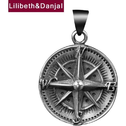 Creative Compass Real 925 Sterling Silver Necklace Pendant Vintage Fashion Fine Jewelry Women Men 2021 New Sieraden Maken P30