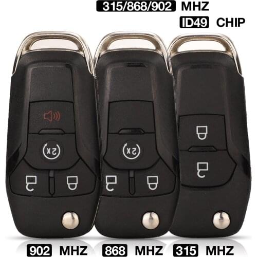 Jingyuqin 2/3/4 buttons Remote Key Folding Control With Keyless ID49 Chip For Ford Fusion 2013-2015 HU101 315/868/902 Mhz ID49