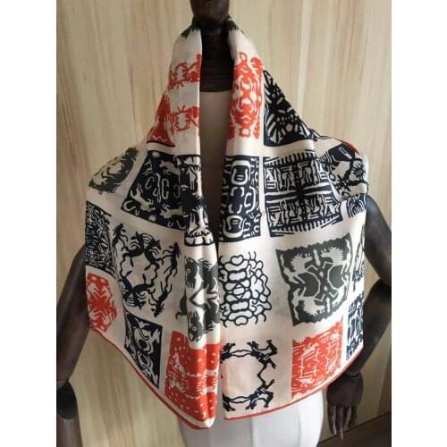 2021 New Arrival Fashion Elegant orange 100% silk scarf 90*90 cm square shawl twill wrap for women lady girl