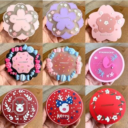 Silicone coaster non-slip heat insulation cartoon bear enjoy cherry blossom candy snowman elk thickened creative gift