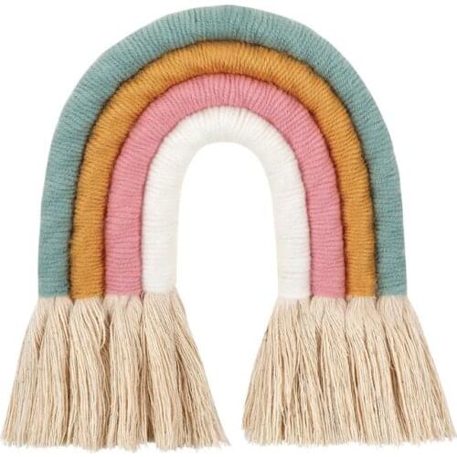 Nordic Woven Rainbow Wall Hanging for Nursery Dorm Room Decoration Party Supplie P31B