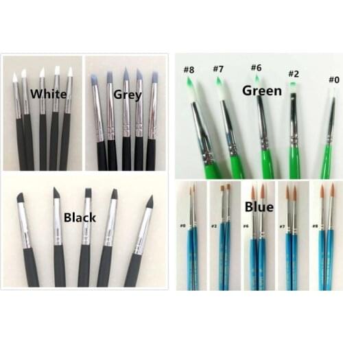 Dental Lab Porcelain Pen/Silicone Brush Set Adhesive Composite Resin Cement Teeth 5S