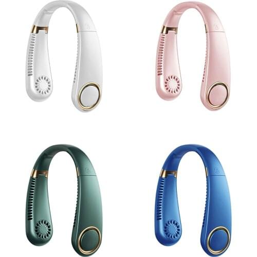 Outdoor Mini Bladeless Fan Neck Fan USB Rechargeable Fan Mute Sports Fans For Camping Adjustable Portable Personal Air Cooler