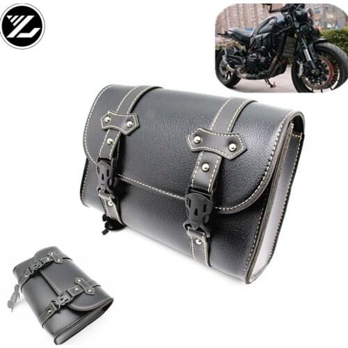 Universal Motorcycle Saddlebags Leather Side Storage Tool Pouch Luggage Bag for yamaha suzuki honda kawasaki Triphum Indian