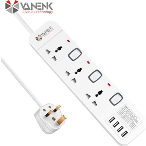 3.4A USB Universal Power Strip Extension Socket Outlet Individual Switch Electrical Adaptor Plug Overload Protector 3M(9.8ft)