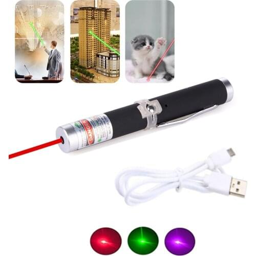 USB Rechargeable Mini Green Laser Pointer High Power 5MW Laser Portable Red Dot Laser Pointer Funny Cat Toy Conference Pointer