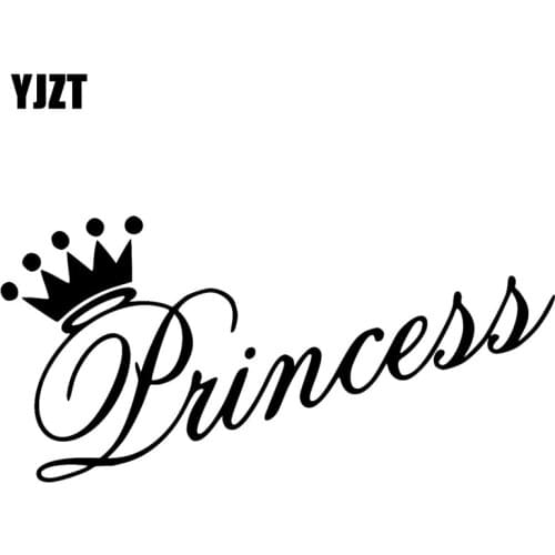 YJZT 12.7CM*6.2CM Princess Dazzling Crown Vinyl Car Stickers Decals Black/Silver C13-00015