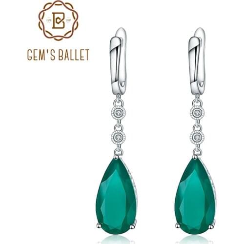 Gems Ballet Natural Green Agate Drop Earrings 925 sterling silver Earrings For Women Fine Jewelry Gift Fashion Wedding Style