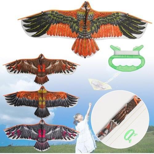 1.1m Eagle Kite With 30 Meter Kite Line Large Eagle Flying Bird Kites Children Gift Family Trips Garden Outdoor Sports DIY Toy